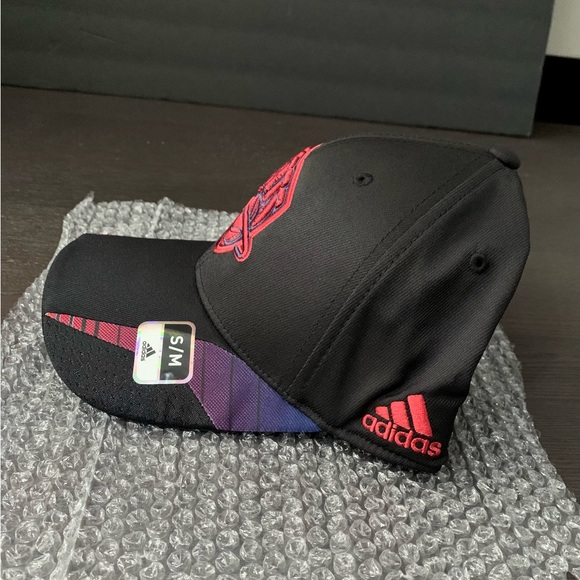 Vintage Adidas NBA Brooklyn Nets Hat Stretch Fit S/M New Blk/Red Cap - Picture 2 of 7